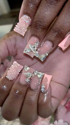 Rhinestone Duck Nails, Shirt Duck Nails, Duck Nail Designs, Nails Duck, Peach Nails, Duck Nails