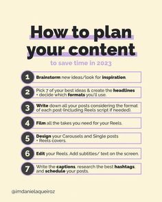 an info sheet with the text how to plan your content