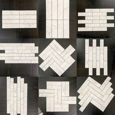 several different white tiles arranged on top of each other