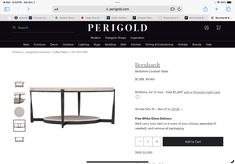 the website for perigold furniture is displayed