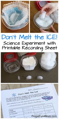 science experiment with printable sorting sheets and instructions for making ice cubes from the book don't melt the ice