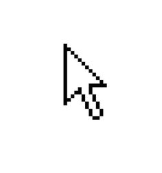 a black and white pixelated arrow pointing to the left