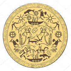 an ancient plate with some people and animals on it stock photo 547982