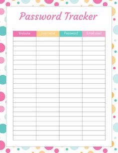 a printable passport tracker with polka dots on the border and pink, blue, green,