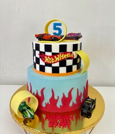 Hot Wheels Cake #hotwheelscake  #hotwheelsbirthdayparty #birthdaycakeideas #cakeideas Number 2 Cakes, Hotwheels Birthday Party, Hot Wheels Birthday, 2 Birthday Cake, Birthday 4