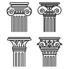 four different types of greek columns