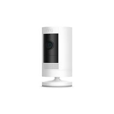 an image of a home security camera on a white stand with the door open to show it's screen