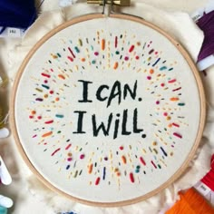 i can i will hand embroidery kit with colorful threads and sprinkles