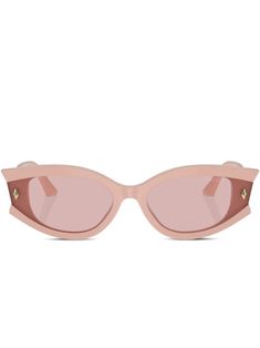 pink acetate oval frame tinted lenses UV-protective lenses stud detail gold-tone logo lettering straight arms curved tips These glasses come with a protective case. Sunglasses Pink, Fashion Moodboard, City Dress, Chanel 2, Mood Board Fashion, Iconic Bags, Demi Fine Jewelry, Oval Frame, Summer Beach Wear