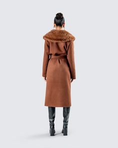 She’s chic or whateva 😚 Made from wool with a faux fur collar, this sophisticated yet sassy brown coat will instantly elevate any look you pair it with 🤎 Faux Fur Trim Coat, Fur Trim Coat, Cowl Neck Sweater Dress, Brown Coat, Cargo Pant, Faux Fur Collar, Cowl Neck Sweater, Fur Collar, Fur Collars