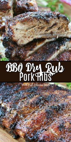 bbq drab rub pork ribs on a cutting board