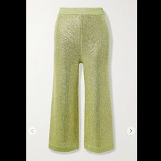 Gucci's Pants Are Sure To Stand Out Wherever You Wear Them - They're Knitted From Colorful Metallic Yarns And Embellished With Hundreds Of Light-Catching Yellow Crystals. They've Been Made In Italy And Have A High-Rise Ribbed Waistband And Wide Legs. Highlight The Cropped Cuffs With Sparkly Heels. Fits True To Size, Take Your Normal Size High-Rise, Intended For A Wide-Leg Fit Cropped Length Elasticated At The Waist For Comfortable Fit Weighted, Heavily Embellished, Stretchy Fabric Gucci Wide Leg Pants For Spring, Luxury Gucci Bottoms For Work, Luxury Gucci Bottoms For Workwear, Chic Gucci Wide Leg Bottoms, Chic Fitted Gucci Bottoms, Chic Gucci Wide Leg Pants, Gucci Fitted Wide Leg Pants, Chic Gucci Pants, Gucci Summer Bottoms