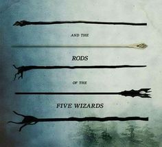 four different types of swords on a white background with the words, and the rods of the five wizardss