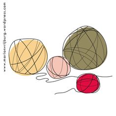 three balls of yarn sitting next to each other