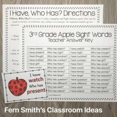 an apple sight words activity with the text'i have who has directions? '