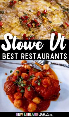 the best restaurants in stowe ut, new england uk and scotland with text overlay