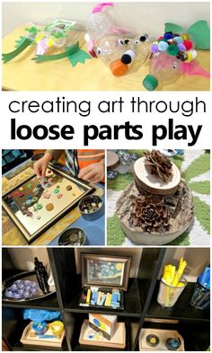 there is a collage of pictures with different things to do in the playroom