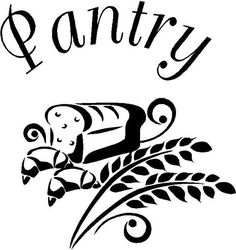 the word pantry is written in black and white