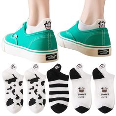 PRICES MAY VARY. Funny women socks made of cotton to ensure our socks are soft, comfortable, stretchy and breathable, won't deform, won't fade, and are machine washable. Black white short sock is Fashionable style, colorful, breathable and sweat-absorbing, beautiful and practical. Kawaii cow ankle socks are the perfect gift for any animal lover who absolutely loves these fun animal gifts. Animal socks can be worn in most seasons, the chic patterns give you different visual effects, and are cute Kawaii Cow, Cow Socks, Animal Gifts, Animal Socks, Women Embroidery, Funny Women, Cute Cow, Embroidery Cotton, Sock Animals