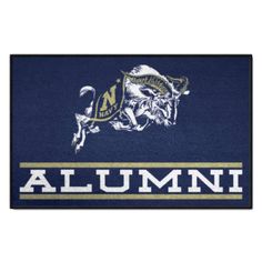 a blue door mat with the word, university of minnesota and an image of a lion