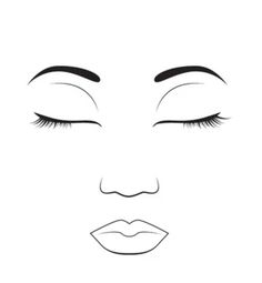 Blank Face Template Makeup, Makeup Drawing Template, Face For Makeup Drawing, Makeup Face Template, Face Chart Makeup Ideas, Face Template Makeup, Closed Eye Drawing, Mac Face Charts, Makeup Drawing