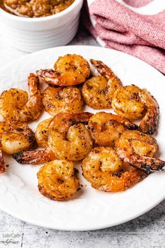 air fryer shrimp from frozen on a white plate