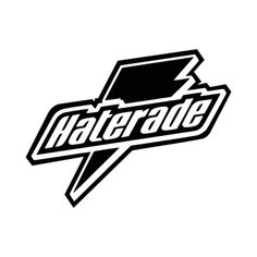 the hateradee logo is shown in black and white, with an arrow on it