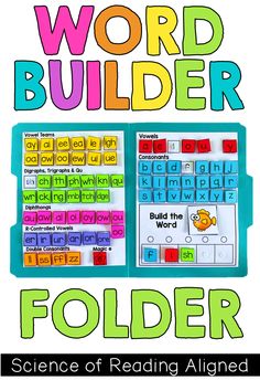 the word builder folder is filled with words and pictures