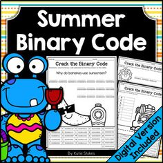 Teach kids about the binary code with these fun Summer themed activities! Included are multiple binary code activities for converting the alphabet to and from binary code. A digital version of this resource is also included and is compatible with Google Classroom. Binary code charts are included on each worksheet for NO PREP!Included in this resource:	What is Binary Code?	Binary Code Charts in Multiple Sizes	Reveal the Word Activities (2)	Reveal the Code Activities (3)	Solve the Riddle Activitie Binary Code Bracelets, Summer Themed Activities, Banana Uses, Teaching Computers, Activities Printable, Binary Code, Themed Activities, Monthly Themes, Word Activities