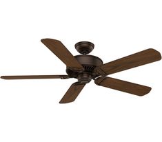 a ceiling fan with three wooden blades