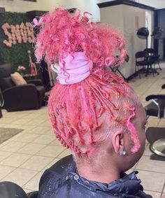 Styles Locs, Pink Locs, Locs Ideas, Pink Dreads, Dreads Styles