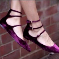 New Without Box Super Cute On Velvet Upper For True To Size If Not Bigger Super Cute To Dress Up Or Down Purple Fall Wedding, Metallic Oxfords, Leopard Print Ballet Flats, Soft Loafers, Purple Sandals, Low Heel Flats, Purple Burgundy, Color Party, Velvet Flats