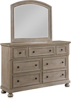 a dresser with a mirror above it and drawers below the dresser is an antique style