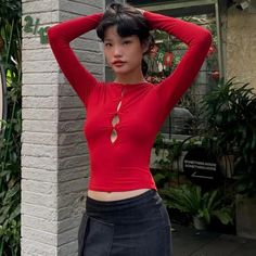 Elegant Hollow Slim Long Sleeve Bow Sexy Cropped Top Y2K Spring Clothing Size Chart SIZE/CM BUST SHOULDER SLEEVE LENGTH S 76-86 37 60 45 M 80-90 38 61 46 L 84-94 39 62 47 NOTE: 1.Please follow the size chart to select the size.Don't select directly according to your habits. 2.This data was obtained from manually measuring the product, it may be off by1-3CM. 3.Colour may vary due to lighting on images.The real pictures are closest to the true colour of the product. Y2k Spring, Winter Outfits Christmas, Spring Clothing, The Blessing, Autumn Collection, Red S, Bold Style, Winter Outfits Women, Cooler Weather