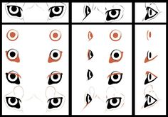 the steps to draw an eye with different shapes and colors, including black and white