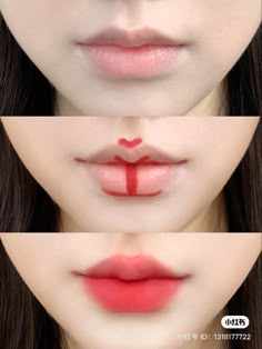 Lip Stain Korean, Douyin Lips Tutorial, Korean Lips Tutorial, Twitter Dirty Concepts, Douyin Lips, Asian Lips, 3ce Blur Water Tint, Make Up Korean, Doll Lips