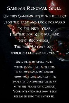 Renewal Spell for Samhain Samhain Traditions, Samhain Halloween, Eclectic Witch, Pagan Witch, Witch Spell, Halloween Tags, Wiccan Spells, Season Of The Witch