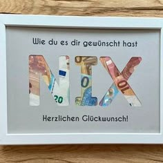 the word mix written in german is made up of money