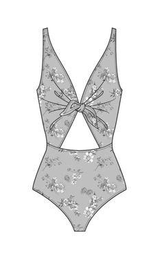 a women's swimsuit with an open back and tie at the waist, in grey