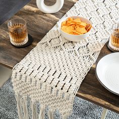 The size is including Fringes 10 inch both side. PREMIUM QUALITY and CRAFTSMANSHIP - Handwoven macrame table runner using 4-mm cords made of natural cotton and polyester. Soft, flexible, easy to clean and wrinkle free. Thick, strong, DURABLE and substantial. The braided cords create more TEXTURE and PREVENT UNRAVELING, so your investment can be enjoyed for many years to come! VERSATILE & TRANSITIONAL. A pleasing centrepiece that goes well with various décor and design styles - farmhouse, BOHEMIA Wedding Bridal Table, Style Table Decor, Knotting Patterns, Table Runner Farmhouse, Boho Table Runner, Macrame Table, Macrame Table Runner, Boho Table, Style Table