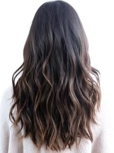 Natural Hair Color Dye, Black Wavy Hair, Brown Ombre Hair, Wavy Haircuts, Dyed Natural Hair, Long Layered Haircuts, Long Layered Hair, Long Wavy Hair, Haircuts For Long Hair