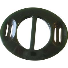 a black metal object with two holes in the middle