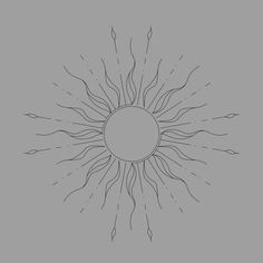 the sun is shown in black and white with rays coming out from it's center