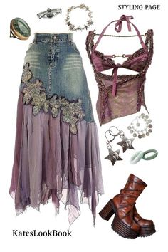 2020 Indie Fashion, Aquarium Outfits Ideas, Fashion Inspo Y2k, Cool Fits Y2k, Summer Fit Y2k, Water Sign Outfits, Purple Christmas Outfit, Outfit Inspo Fairycore, Y2k Dress Over Jeans