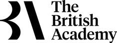 the british academy logo with black and white lettering