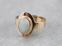 Yellow Gold Vintage Opal Ring Vintage Opal Ring, Mid Century Modern Jewelry, Opal Statement Ring, Yellow Gold Opal Ring, Gold Opal Ring, Opal Ring Vintage, European Cut Diamond Ring, Opal Solitaire Ring, Champagne Diamond Rings