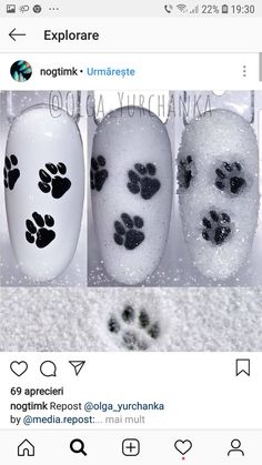 Paw Nail Art, Paw Print Nails, Cat Nail Designs, Paw Nails, Snow Nails, Animal Nail Art, Punk Nails, Nail Designs Tutorial, Gel Nails Diy