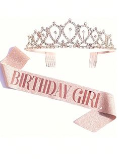 a tiara and ribbon with the words birthday girl on it