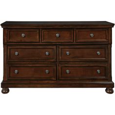 Porter Dresser - QK1052629_ASHL_PRI_OL Cherry Dresser, Transitional Dresser, Brown Dresser, Bedroom Traditional, Platform Bedroom Sets, Hidden Drawer, The Bun, Transitional Bedroom, Birch Veneer