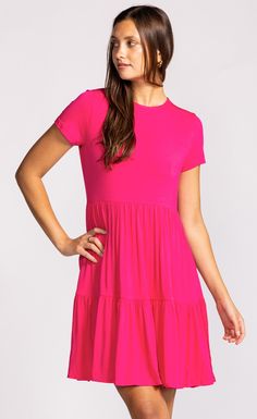 Lola Dress Fuschia - Pink Martini Collection Dresses Materials, Camille Dress, Palm Dress, Shirt Style Tops, Fuschia Dress, Fuchsia Dress, Pink Martini, Floral Bodycon, Breezy Dress